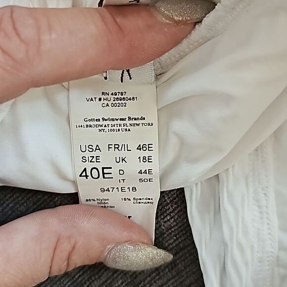 Gottex Tutti Frutti Underwire White Ribbed Tankini Top 40 E high waist bottom 10 - Picture 15 of 16